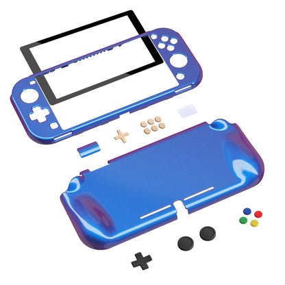 PlayVital ZealProtect Glossy Protective Case for Nintendo Switch Lite, Hard Shell Ergonomic Grip Cover for Switch Lite w/Screen Protector & Thumb Grip Caps & Button Caps - Chameleon Purple Blue - PSLYP3009 playvital