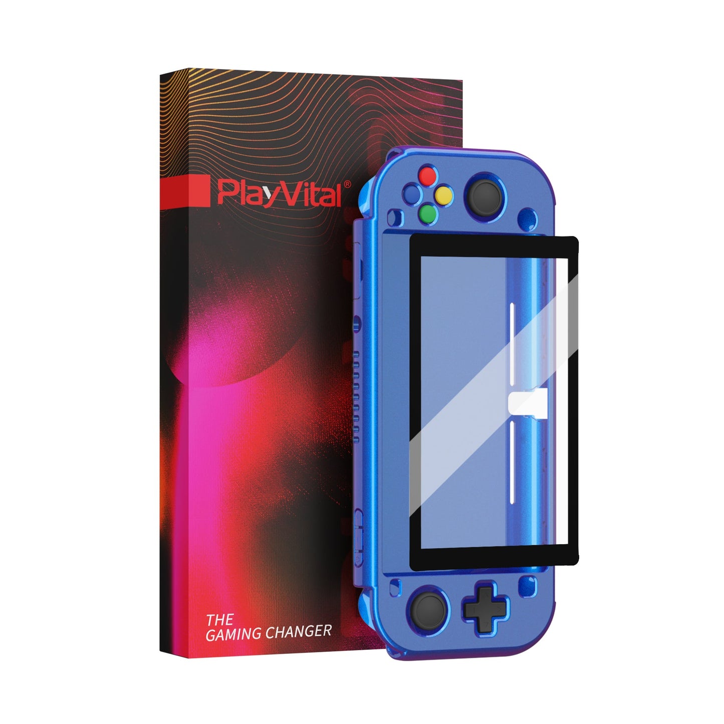 PlayVital ZealProtect Glossy Protective Case for Nintendo Switch Lite, Hard Shell Ergonomic Grip Cover for Switch Lite w/Screen Protector & Thumb Grip Caps & Button Caps - Chameleon Purple Blue - PSLYP3009 playvital