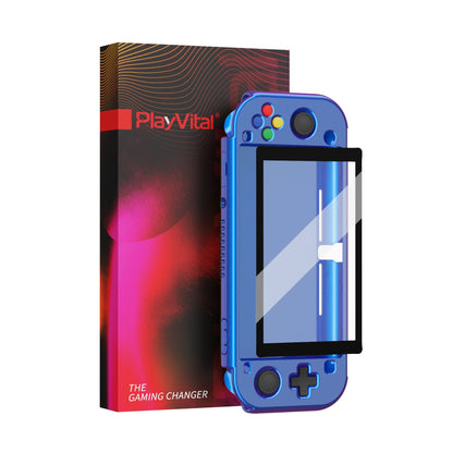 PlayVital ZealProtect Glossy Protective Case for Nintendo Switch Lite, Hard Shell Ergonomic Grip Cover for Switch Lite w/Screen Protector & Thumb Grip Caps & Button Caps - Chameleon Purple Blue - PSLYP3009 playvital