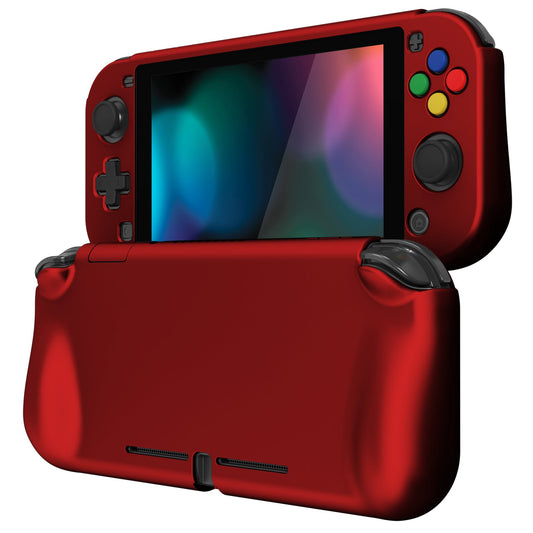 PlayVital ZealProtect Protective Case for Nintendo Switch Lite, Hard Shell Ergonomic Grip Cover for Nintendo Switch Lite w/Screen Protector & Thumb Grip Caps & Button Caps - Scarlet Red - PSLYP3010 playvital