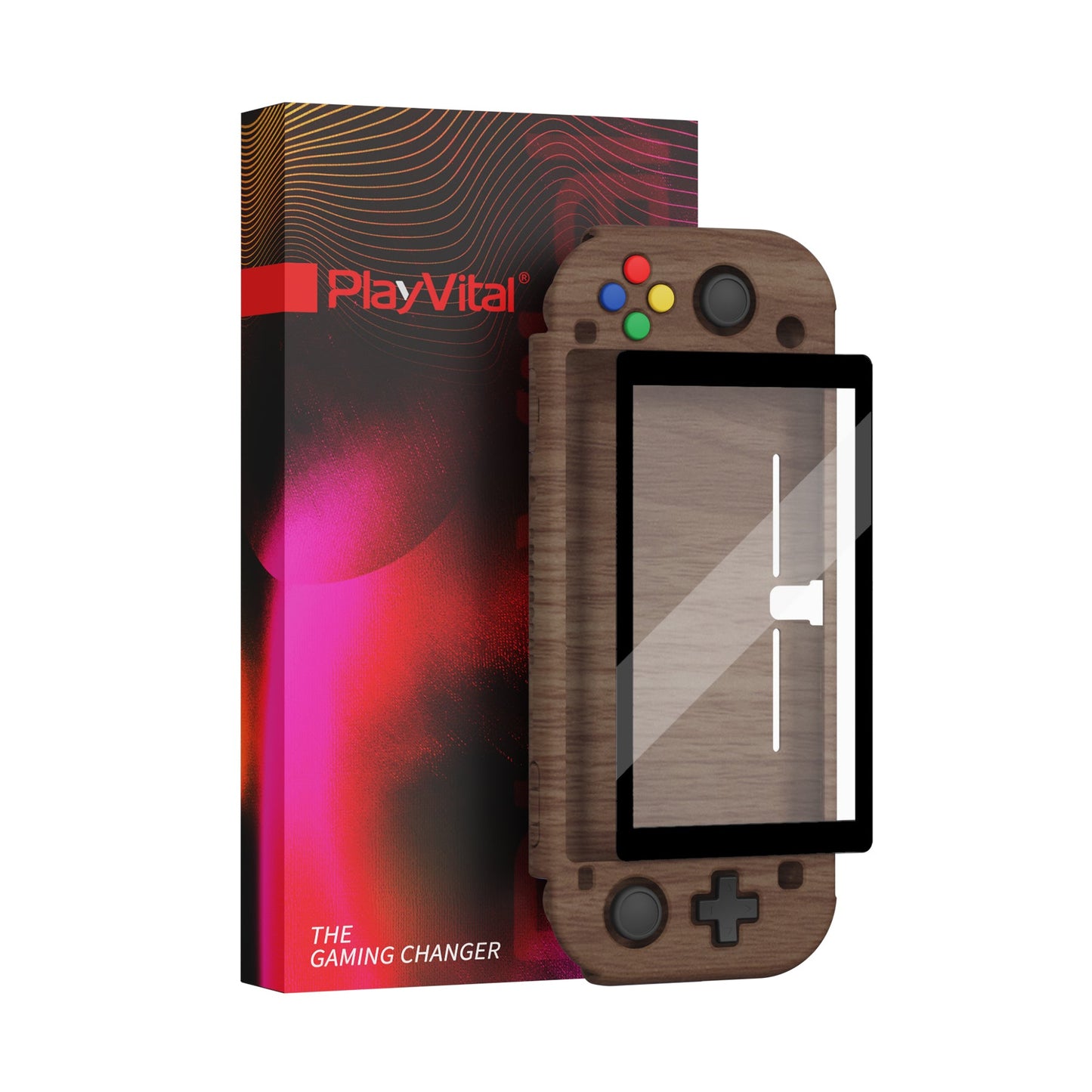 PlayVital ZealProtect Protective Case for Nintendo Switch Lite, Hard Shell Ergonomic Grip Cover for Nintendo Switch Lite w/Screen Protector & Thumb Grip Caps & Button Caps - Wood Grain - PSLYS2001 playvital