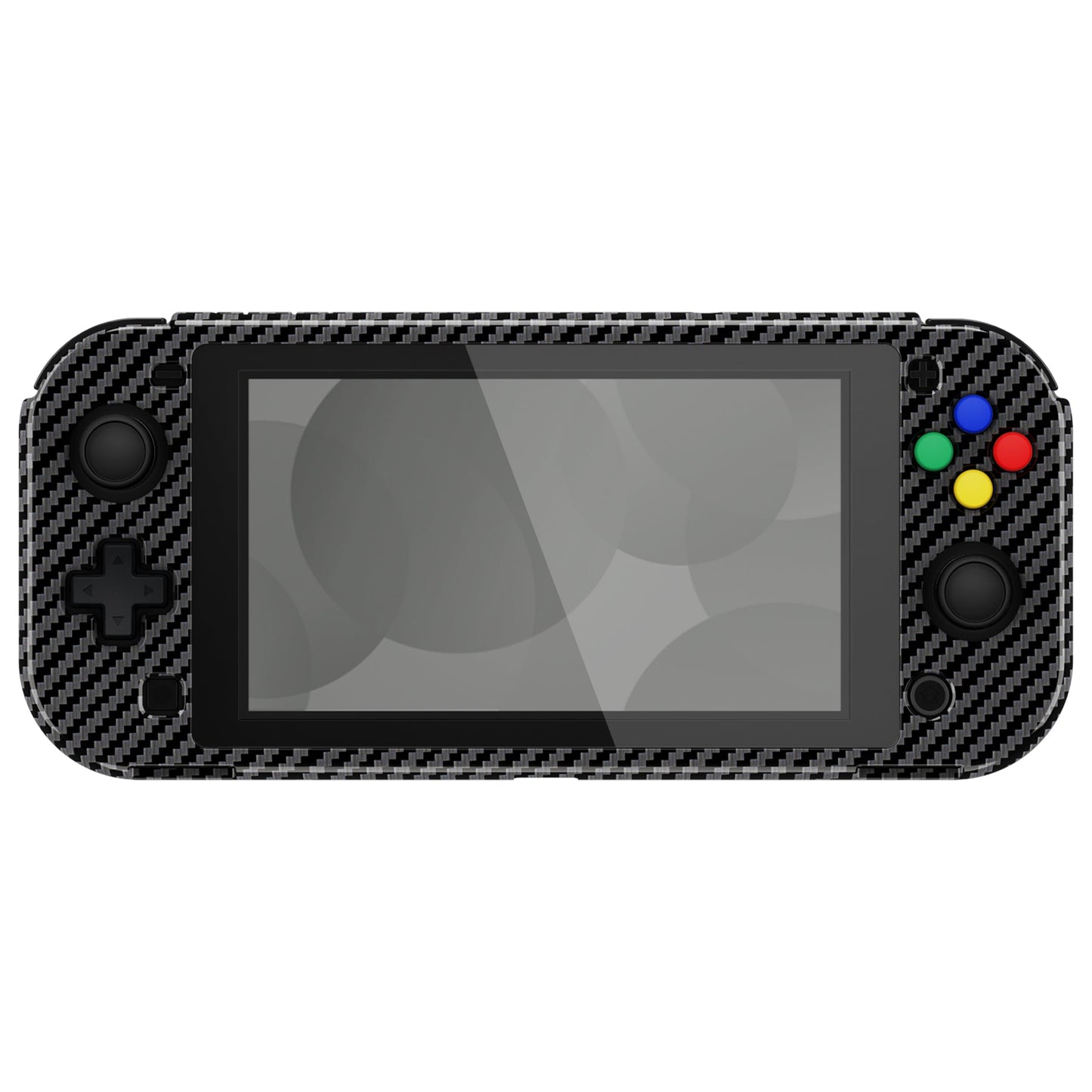 PlayVital ZealProtect Protective Case for Nintendo Switch Lite, Hard Shell Ergonomic Grip Cover for Nintendo Switch Lite w/Screen Protector & Thumb Grip Caps & Button Caps - Graphite Carbon Fiber - PSLYS2002 playvital