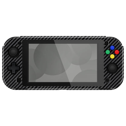 PlayVital ZealProtect Protective Case for Nintendo Switch Lite, Hard Shell Ergonomic Grip Cover for Nintendo Switch Lite w/Screen Protector & Thumb Grip Caps & Button Caps - Graphite Carbon Fiber - PSLYS2002 playvital