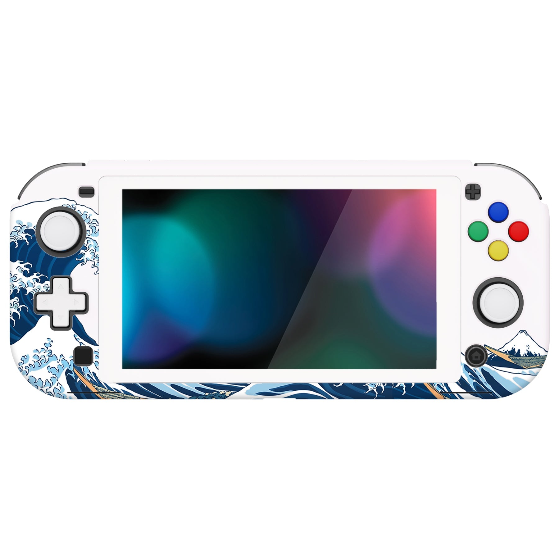 PlayVital ZealProtect Protective Case for Nintendo Switch Lite, Hard Shell Ergonomic Grip Cover for Nintendo Switch Lite w/Screen Protector & Thumb Grip Caps & Button Caps - The Great Wave off Kanagawa - PSLYT001 playvital