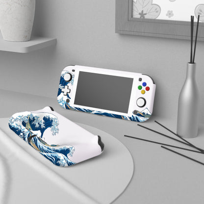 PlayVital ZealProtect Protective Case for Nintendo Switch Lite, Hard Shell Ergonomic Grip Cover for Nintendo Switch Lite w/Screen Protector & Thumb Grip Caps & Button Caps - The Great Wave off Kanagawa - PSLYT001 playvital