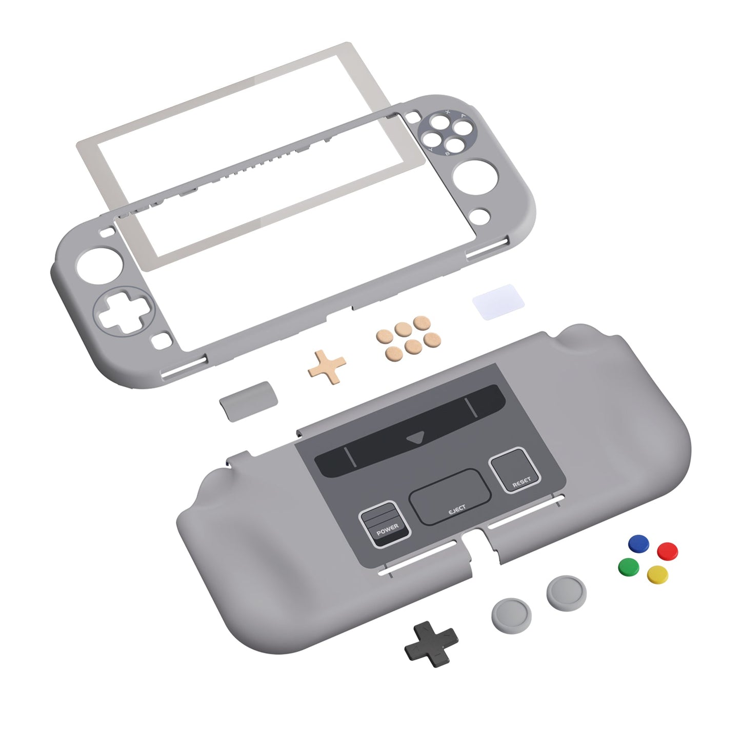 PlayVital ZealProtect Protective Case for Nintendo Switch Lite, Hard Shell Ergonomic Grip Cover for Switch Lite w/Screen Protector & Thumb Grip Caps & Button Caps - SFC SNES Classic EU Style - PSLYY7001 PlayVital