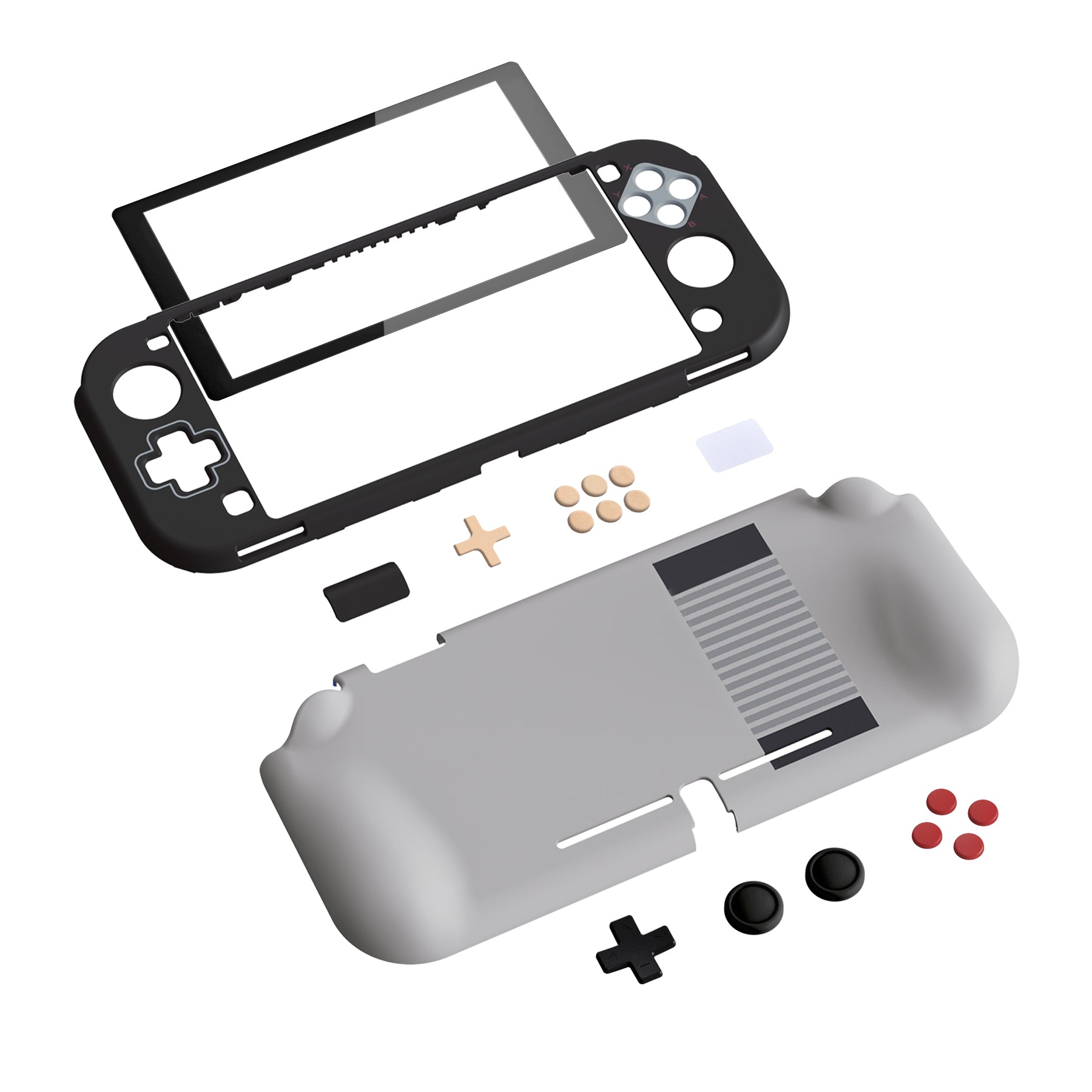 PlayVital ZealProtect Protective Case for Nintendo Switch Lite, Hard Shell Ergonomic Grip Cover for Switch Lite w/Screen Protector & Thumb Grip Caps & Button Caps - Classics NES Style - PSLYY7003 PlayVital