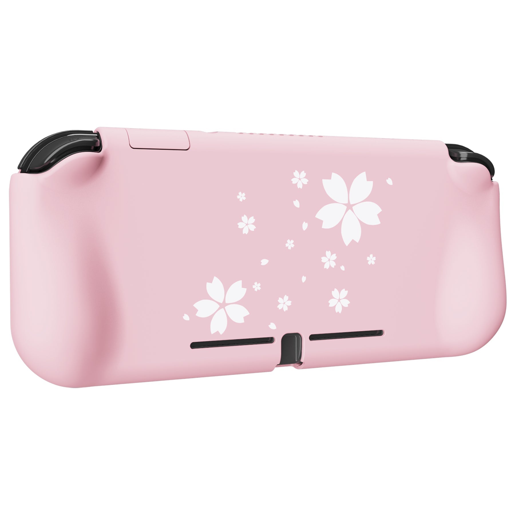 PlayVital ZealProtect Protective Case for Nintendo Switch Lite, Hard Shell Ergonomic Grip Cover for Switch Lite w/Screen Protector & Thumb Grip Caps & Button Caps - Cherry Blossoms Petals - PSLYY7004 PlayVital