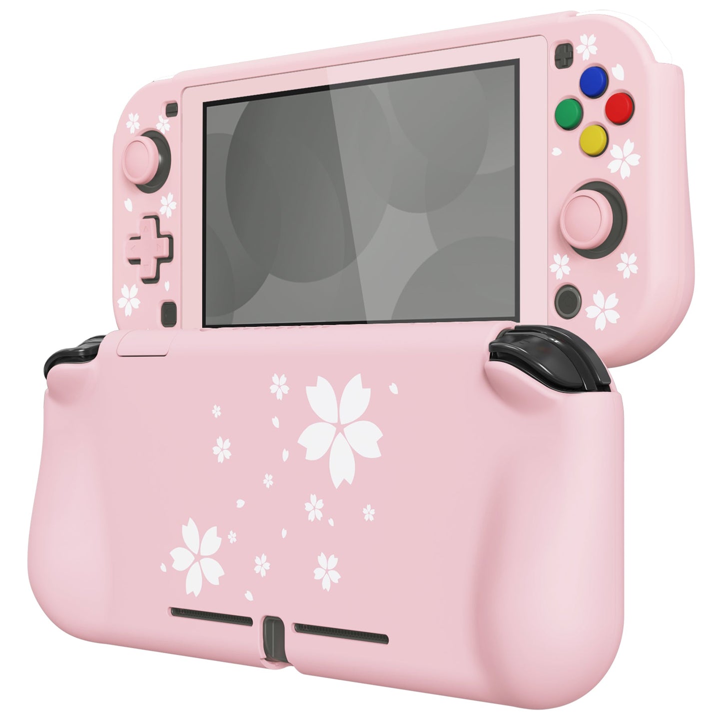 PlayVital ZealProtect Protective Case for Nintendo Switch Lite, Hard Shell Ergonomic Grip Cover for Switch Lite w/Screen Protector & Thumb Grip Caps & Button Caps - Cherry Blossoms Petals - PSLYY7004 PlayVital