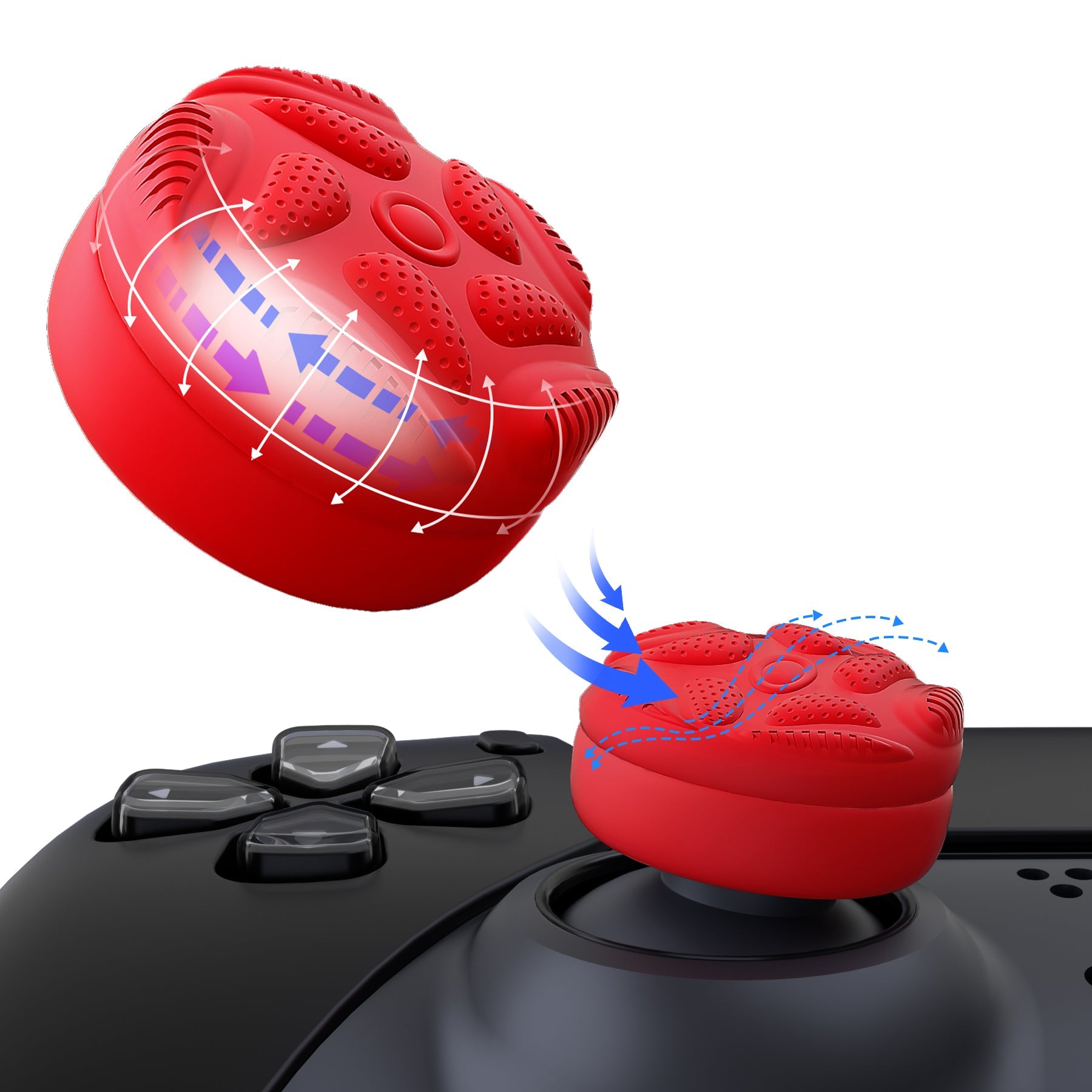 PlayVital Thumbs Cushion Caps Thumb Grips for ps5/4, Thumbstick Grip Cover for Xbox Series X/S, Thumb Grip Caps for Xbox One, Elite Series 2, for Switch Pro Controller - Raindrop Texture Design Passion Red - PJM3035 PlayVital