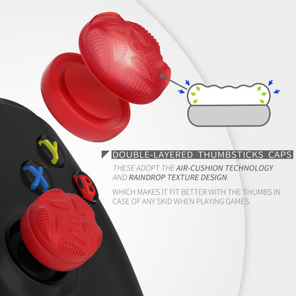 PlayVital Thumbs Cushion Caps Thumb Grips for ps5/4, Thumbstick Grip Cover for Xbox Series X/S, Thumb Grip Caps for Xbox One, Elite Series 2, for Switch Pro Controller - Raindrop Texture Design Passion Red - PJM3035 PlayVital