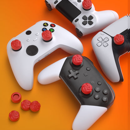 PlayVital Thumbs Cushion Caps Thumb Grips for ps5/4, Thumbstick Grip Cover for Xbox Series X/S, Thumb Grip Caps for Xbox One, Elite Series 2, for Switch Pro Controller - Raindrop Texture Design Passion Red - PJM3035 PlayVital