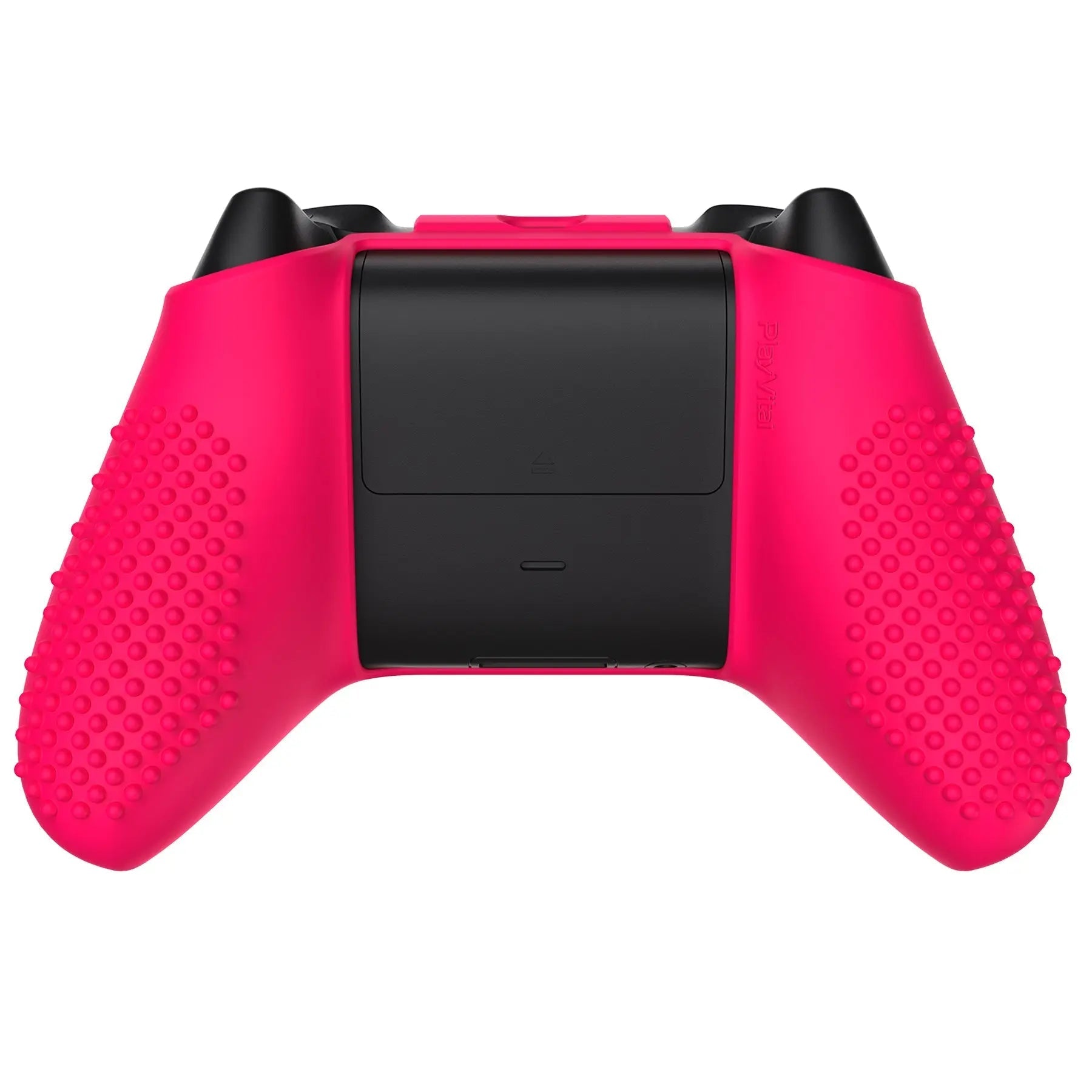 PlayVital Bright Pink 3D Studded Edition Anti-slip Silicone Cover Skin for Xbox Series X Controller, Soft Rubber Case Protector for Xbox Series S Controller with 6 Black Thumb Grip Caps - SDX3019 PlayVital