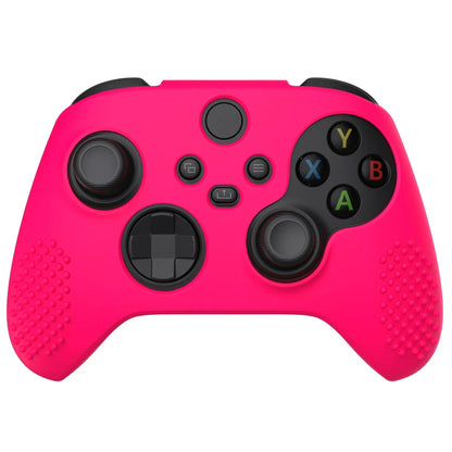 PlayVital Bright Pink 3D Studded Edition Anti-slip Silicone Cover Skin for Xbox Series X Controller, Soft Rubber Case Protector for Xbox Series S Controller with 6 Black Thumb Grip Caps - SDX3019 PlayVital