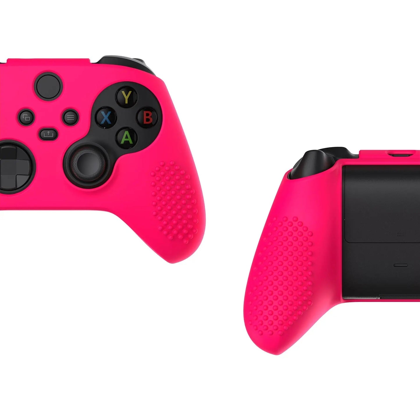 PlayVital Bright Pink 3D Studded Edition Anti-slip Silicone Cover Skin for Xbox Series X Controller, Soft Rubber Case Protector for Xbox Series S Controller with 6 Black Thumb Grip Caps - SDX3019 PlayVital