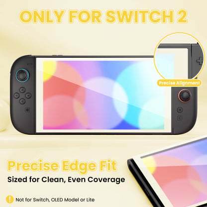 PlayVital 2枚入り 強化ガラス製スクリーンプロテクター 位置合わせフレーム付き Nintendo Switch 2用【アイボリー】