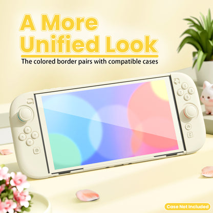 PlayVital 2枚入り 強化ガラス製スクリーンプロテクター 位置合わせフレーム付き Nintendo Switch 2用【アイボリー】