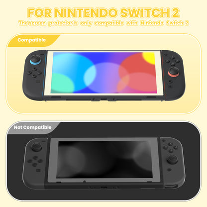 PlayVital 2枚入り 強化ガラス製スクリーンプロテクター 位置合わせフレーム付き Nintendo Switch 2用【アイボリー】