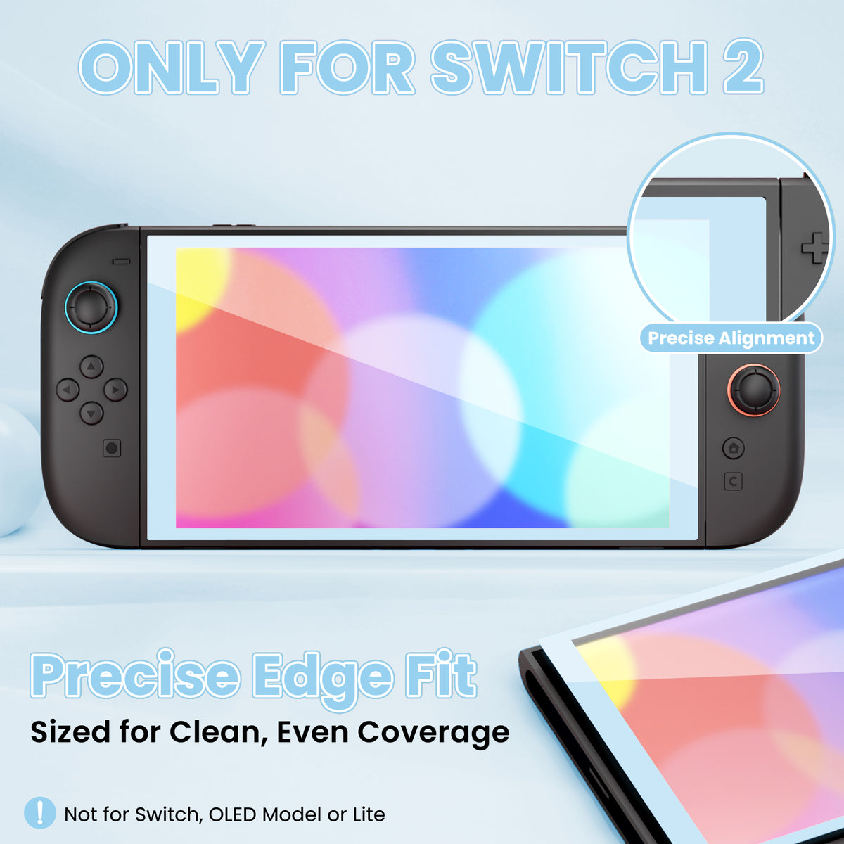 PlayVital 2枚入り 強化ガラス製スクリーンプロテクター 位置合わせフレーム付き Nintendo Switch 2用【ヘブンブルー】
