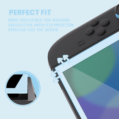 PlayVital 2枚入り 強化ガラス製スクリーンプロテクター 位置合わせフレーム付き Nintendo Switch 2用【ヘブンブルー】