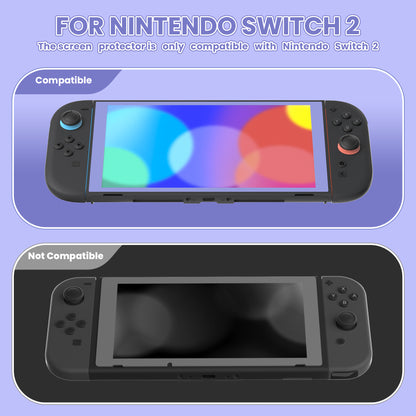 PlayVital 2枚入り 強化ガラス製スクリーンプロテクター 位置合わせフレーム付き Nintendo Switch 2用【ライトバイオレット】