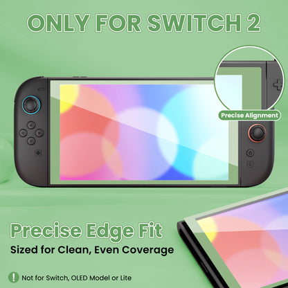 PlayVital 2枚入り 強化ガラス製スクリーンプロテクター 位置合わせフレーム付き Nintendo Switch 2用【抹茶グリーン】