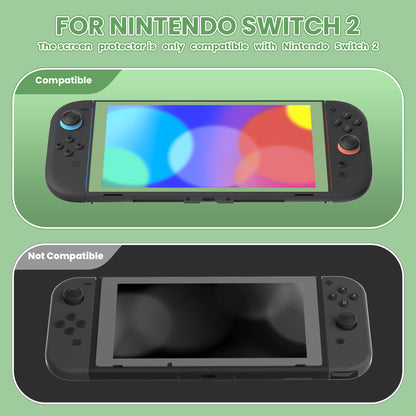 PlayVital 2枚入り 強化ガラス製スクリーンプロテクター 位置合わせフレーム付き Nintendo Switch 2用【抹茶グリーン】