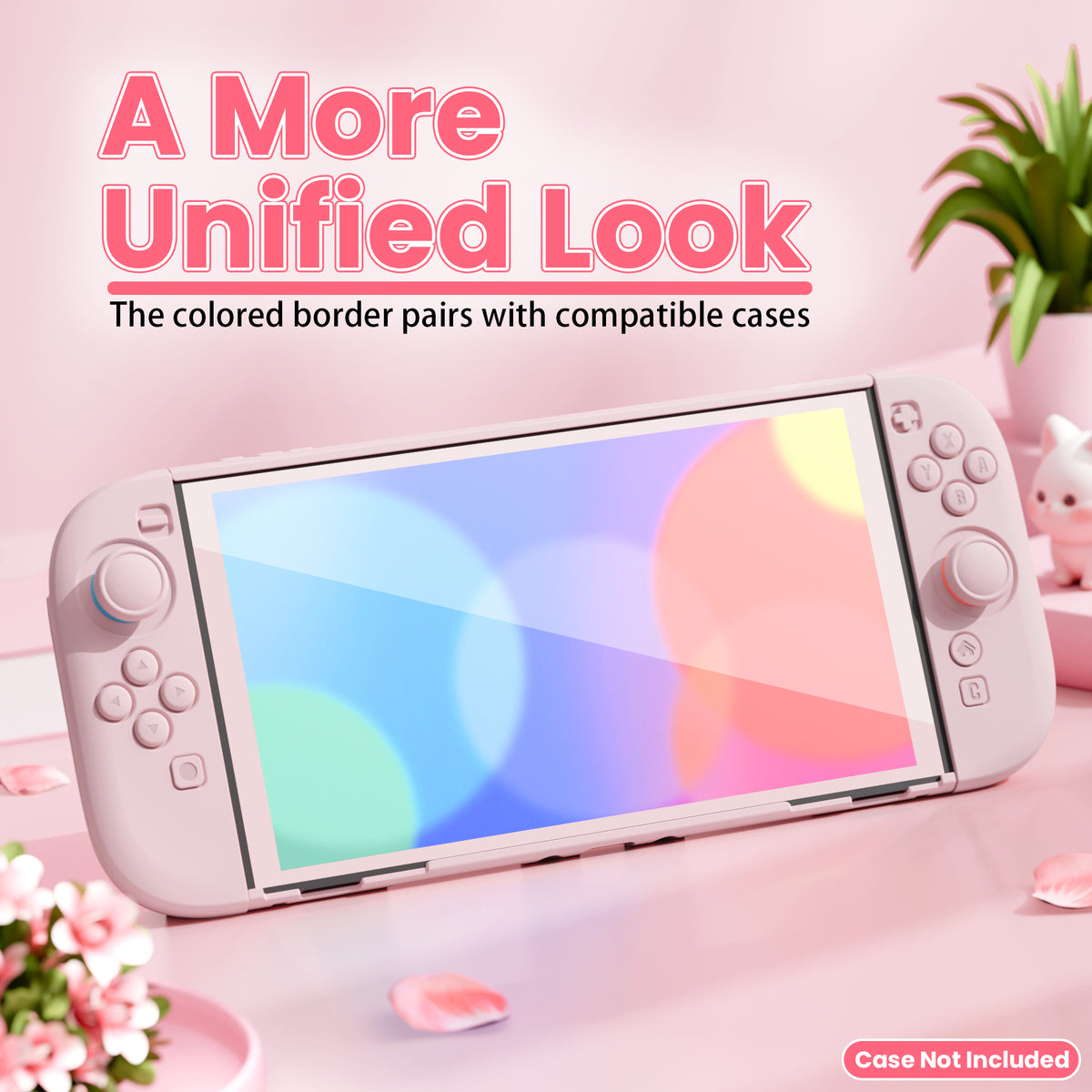 PlayVital 2枚入り 強化ガラス製スクリーンプロテクター 位置合わせフレーム付き Nintendo Switch 2用【ピンク】