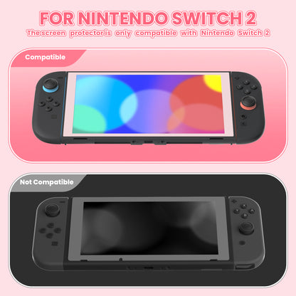 PlayVital 2枚入り 強化ガラス製スクリーンプロテクター 位置合わせフレーム付き Nintendo Switch 2用【ピンク】