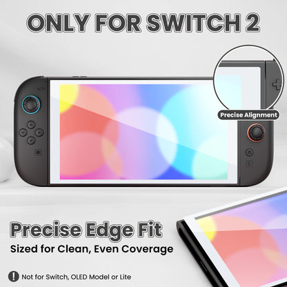 PlayVital 2枚入り 強化ガラス製スクリーンプロテクター 位置合わせフレーム付き Nintendo Switch 2用【ホワイト】