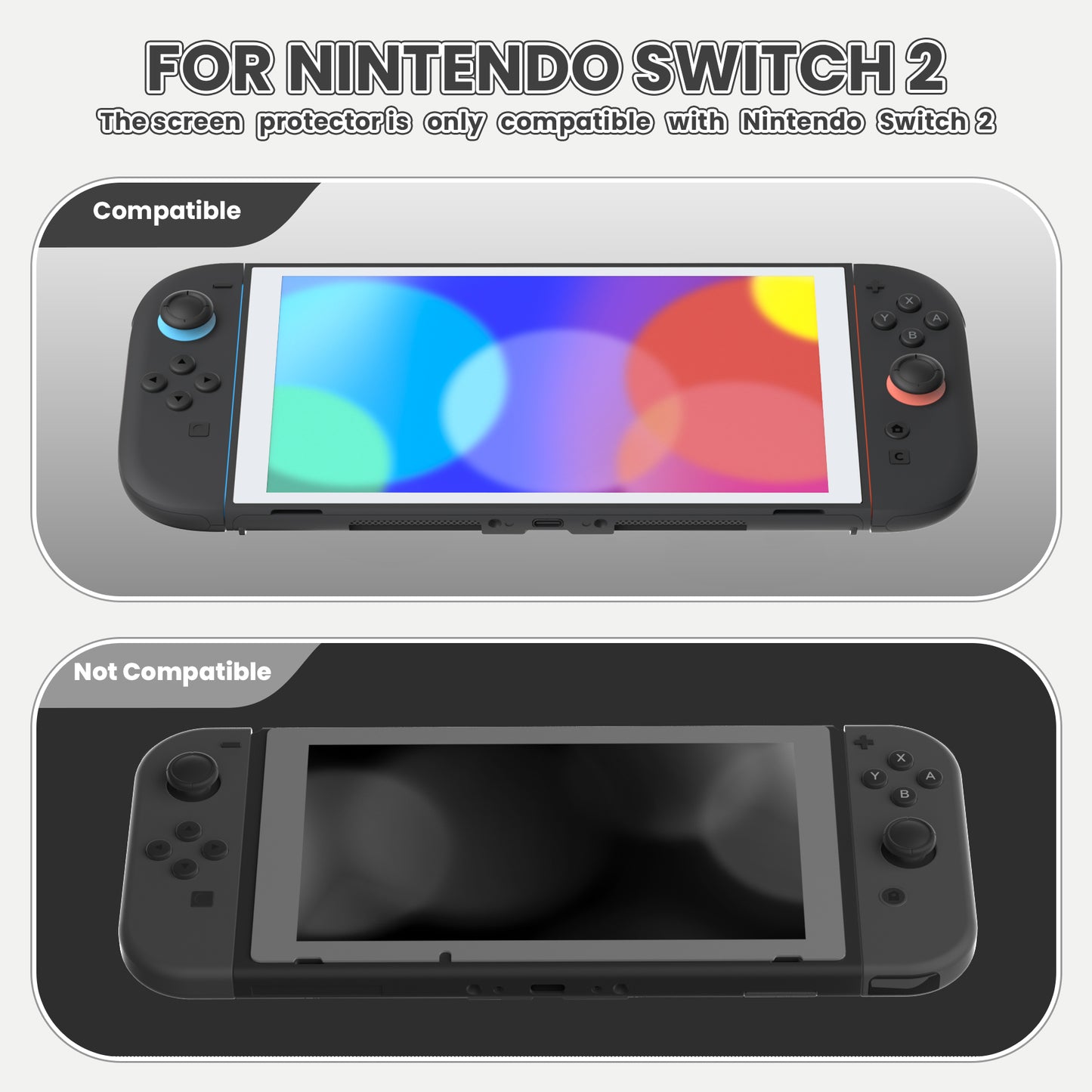 PlayVital 2枚入り 強化ガラス製スクリーンプロテクター 位置合わせフレーム付き Nintendo Switch 2用【ホワイト】