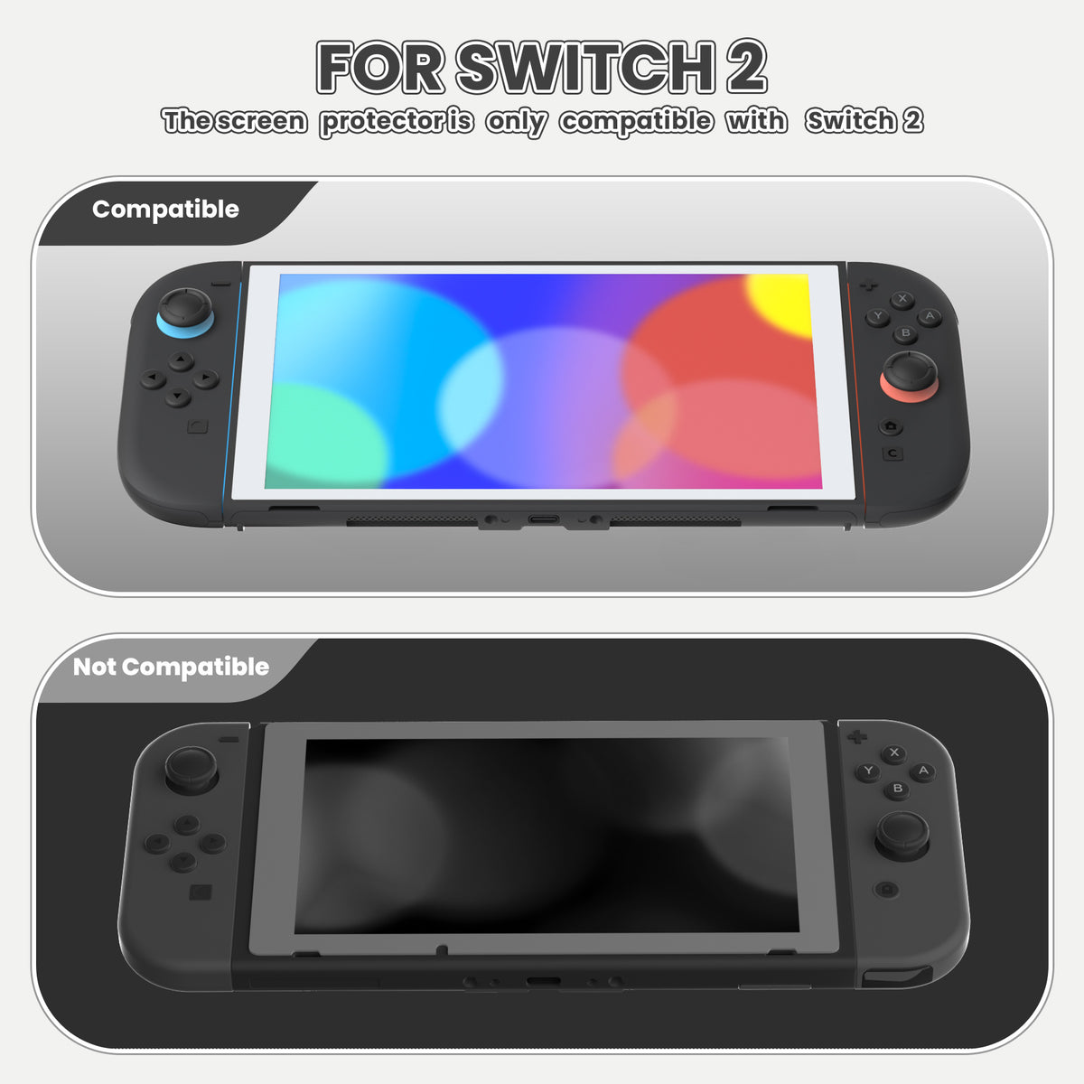 PlayVital 2枚入り 強化ガラス製スクリーンプロテクター 位置合わせフレーム付き Nintendo Switch 2用【ホワイト】