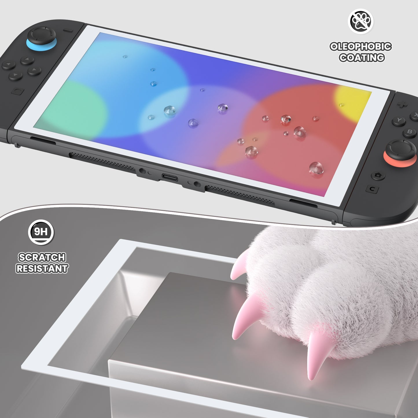 PlayVital 2枚入り 強化ガラス製スクリーンプロテクター 位置合わせフレーム付き Nintendo Switch 2用【ホワイト】