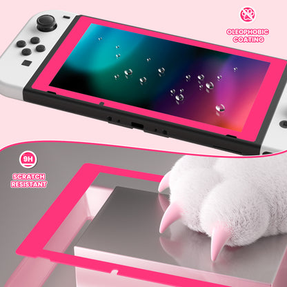 PlayVital 2パック 透明HDクリアセーバー保護フィルム 強化ガラススクリーンプロテクター Nintendo Switch用【ローズレッド】