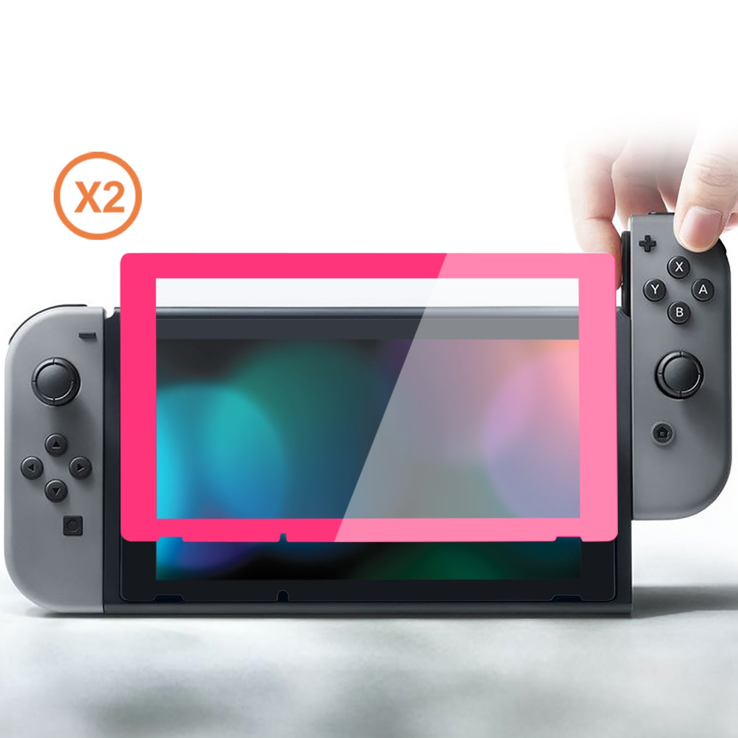 PlayVital 2パック 透明HDクリアセーバー保護フィルム 強化ガラススクリーンプロテクター Nintendo Switch用【ローズレッド】