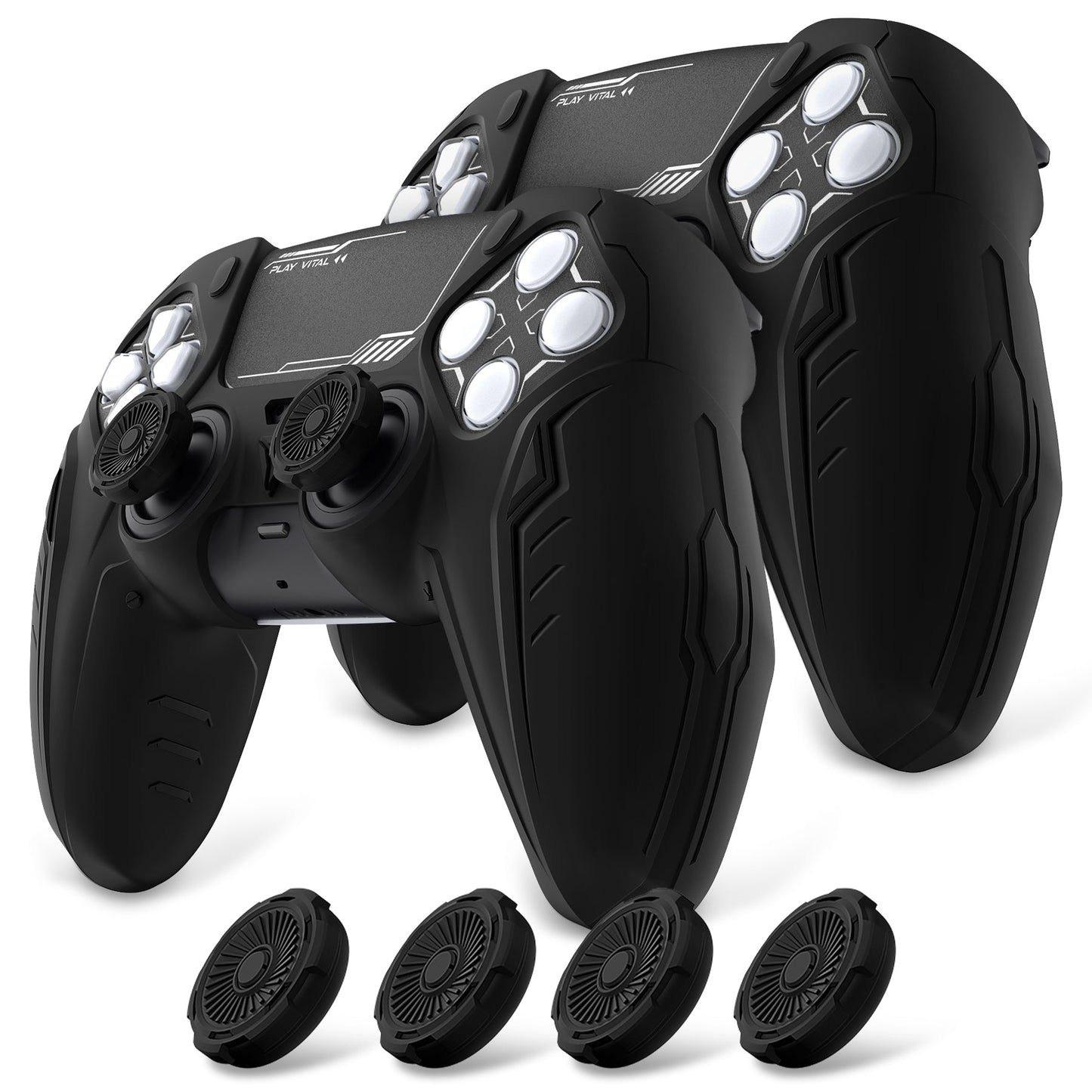 PlayVital Futuristic CyberMech Design Silicone Grip Skin with Thumb Grips for PS5 Wireless Controller, Compatible with PS5 Official Charging Dock - Black - CHXPFP001 (Copy) PlayVital