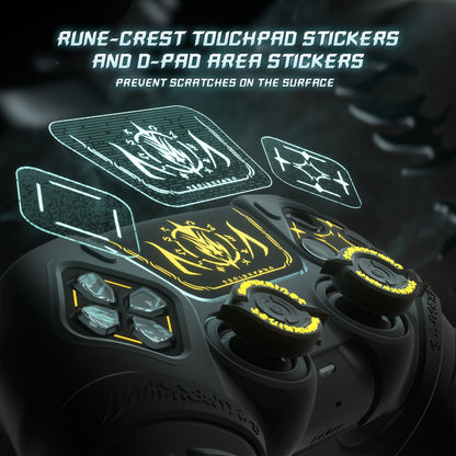 PlayVital 2 Set Runes Edition Silicone Cover Skin for PS5 Controller with Thumb Grips & Touchpad Skin & D-pad Area Sticker, Compatible with PS5 Charging Dock - Black - FVEPFP005 PlayVital