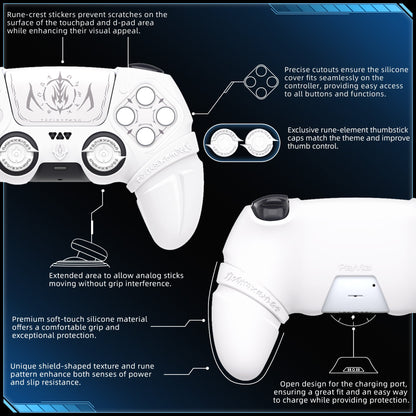 PlayVital 2 Set Runes Edition Silicone Cover Skin for PS5 Controller with Thumb Grips & Touchpad Skin & D-pad Area Sticker, Compatible with PS5 Charging Dock - Black - FVEPFP005 (Copy) PlayVital