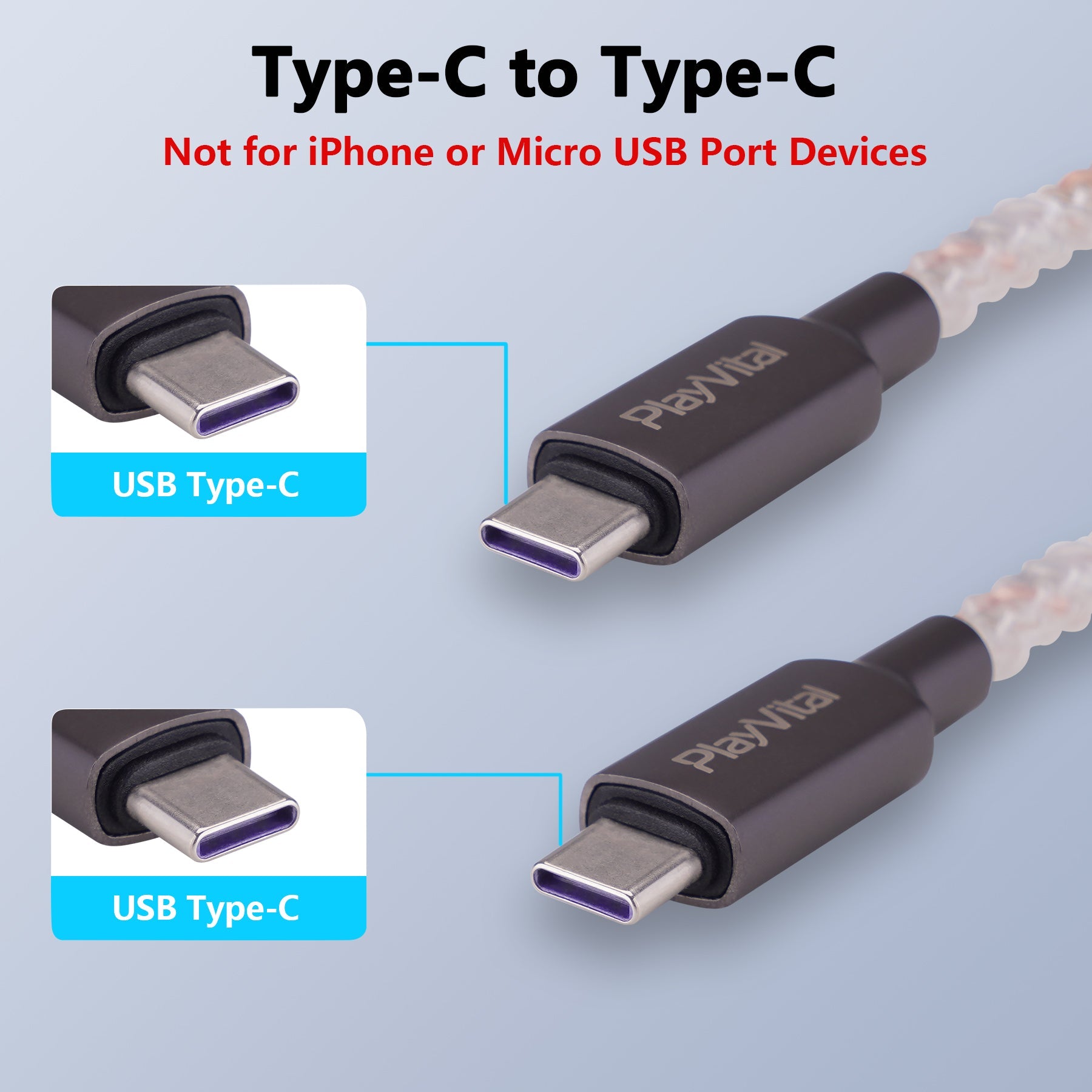 PlayVital 3.28FT Illuminated Charging Cable for ps5 for ps5 Edge Controller, Type C to C Charging Cord for Gamepad, Universal LED Light Up Data Cord for Xbox Core/Elite Series 2/Switch Pro Controller - PFLED15 PlayVital