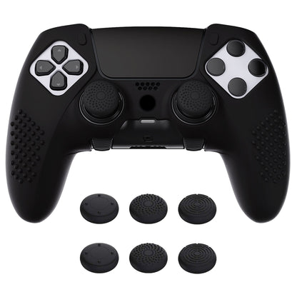 PlayVital 3D Studded Edition Anti-Slip Silicone Cover Case with Thumb Grip Caps for PS5 Edge Controller - Black - ETPFP001 PlayVital