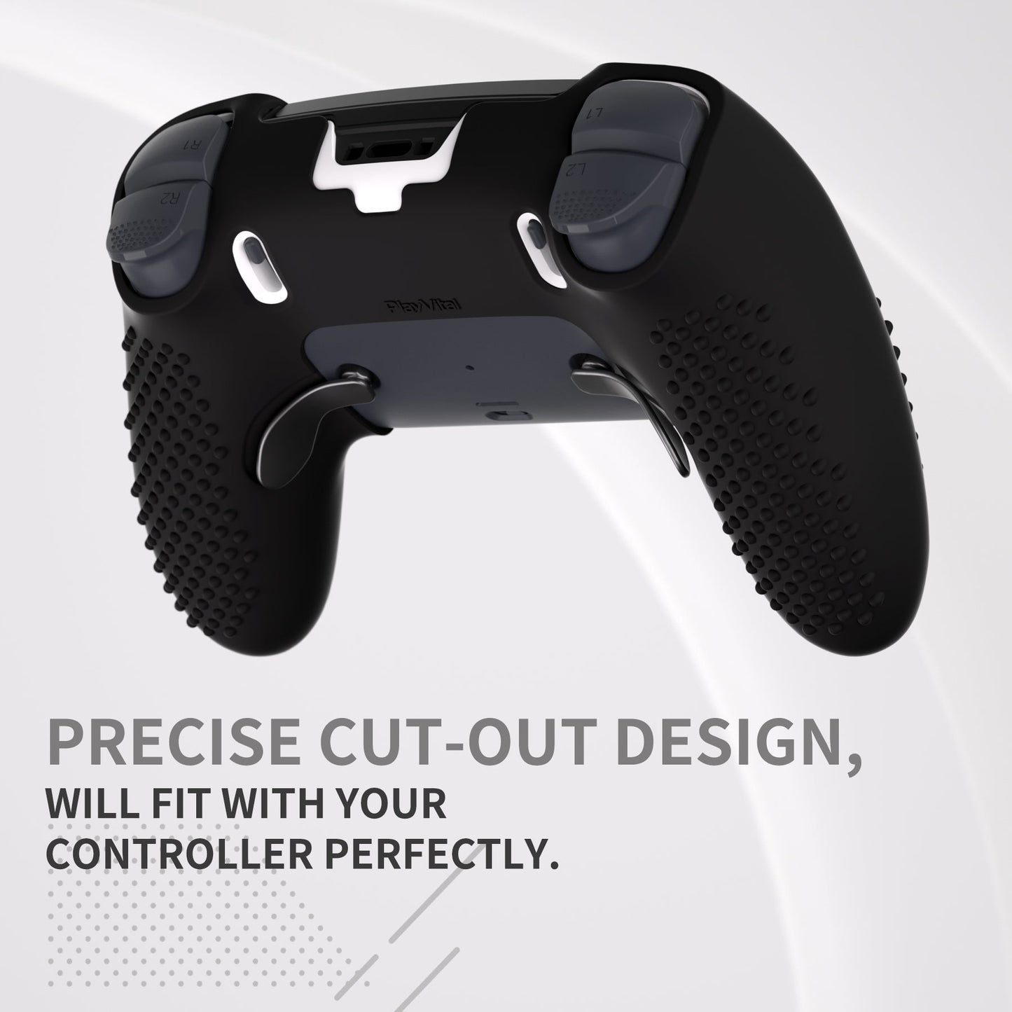 PlayVital 3D Studded Edition Anti-Slip Silicone Cover Case with Thumb Grip Caps for PS5 Edge Controller - Black - ETPFP001 PlayVital