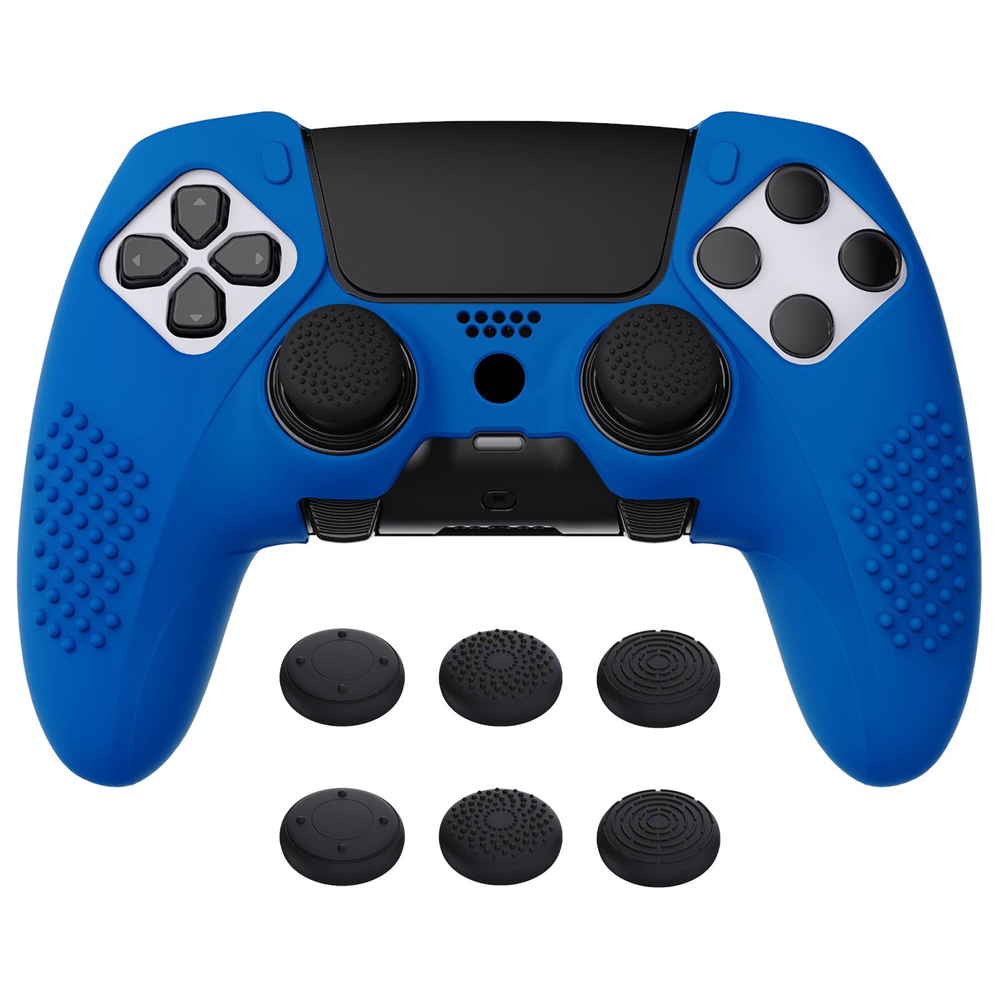 PlayVital 3D Studded Edition Anti-Slip Silicone Cover Case with Thumb Grip Caps for PS5 Edge Controller - Blue - ETPFP009 PlayVital