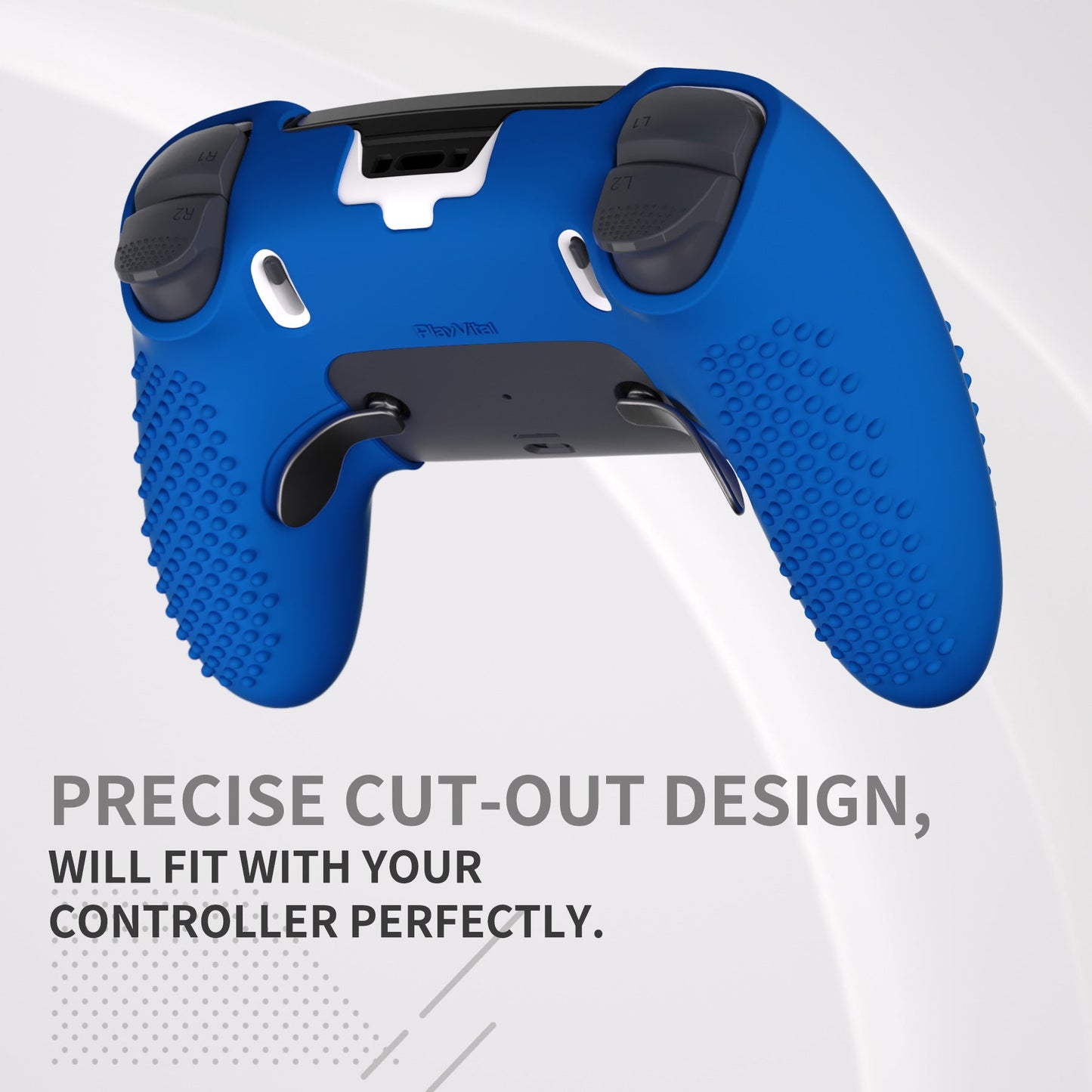 PlayVital 3D Studded Edition Anti-Slip Silicone Cover Case with Thumb Grip Caps for PS5 Edge Controller - Blue - ETPFP009 PlayVital