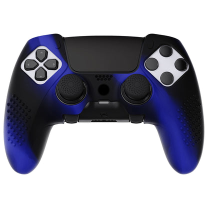 PlayVital 3D Studded Edition Anti-Slip Silicone Cover Case with Thumb Grip Caps for PS5 Edge Controller - Blue & Black - ETPFP006 PlayVital