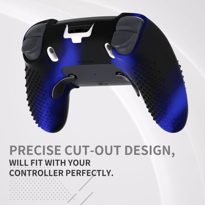 PlayVital 3D Studded Edition Anti-Slip Silicone Cover Case with Thumb Grip Caps for PS5 Edge Controller - Blue & Black - ETPFP006 PlayVital