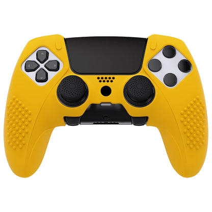 PlayVital 3D Studded Edition Anti-Slip Silicone Cover Case with Thumb Grip Caps for PS5 Edge Controller - Caution Yellow - ETPFP014 PlayVital