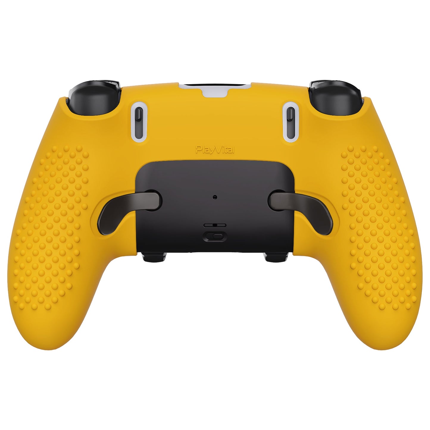 PlayVital 3D Studded Edition Anti-Slip Silicone Cover Case with Thumb Grip Caps for PS5 Edge Controller - Caution Yellow - ETPFP014 PlayVital