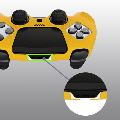 PlayVital 3D Studded Edition Anti-Slip Silicone Cover Case with Thumb Grip Caps for PS5 Edge Controller - Caution Yellow - ETPFP014 PlayVital