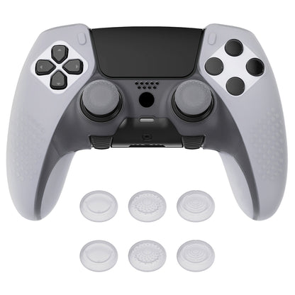 PlayVital 3D Studded Edition Anti-Slip Silicone Cover Case with Thumb Grip Caps for PS5 Edge Controller - Clear White - ETPFP003 PlayVital