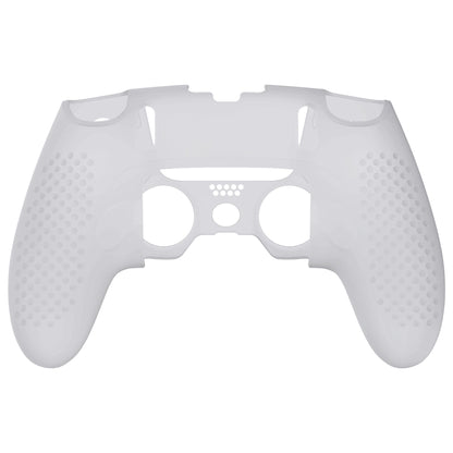 PlayVital 3D Studded Edition Anti-Slip Silicone Cover Case with Thumb Grip Caps for PS5 Edge Controller - Clear White - ETPFP003 PlayVital